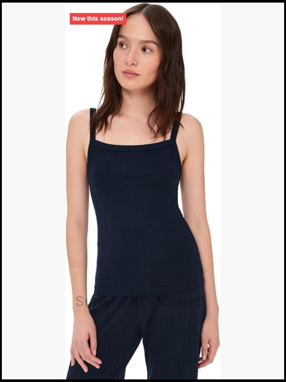 Women's Pointelle Square Neck Tank Top Sleeveless Lightweight Cotton